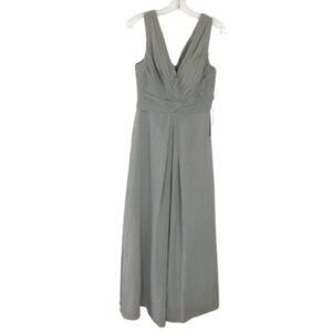 NWT JJ's House Womens Size 8 Silver V-Neck Chiffon Brides Maid Maxi Dress NEW